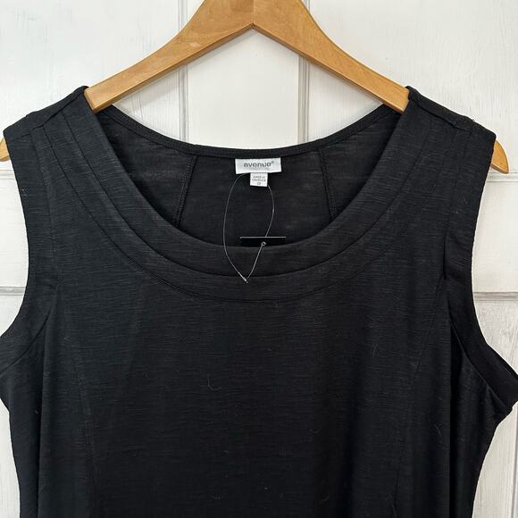Avenue Tank Fit and Flare Top Solid Black Sleeveless Womens Plus Size 20 Career - Picture 4 of 7